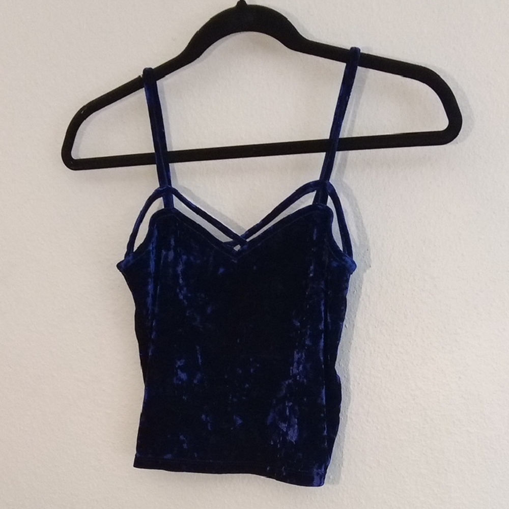 Forever 21 Velvet Cami Top in Rich Blue